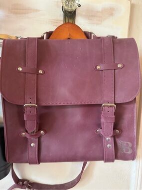 Pikore- Leather computer bag, satchel, crossbody color Plum
